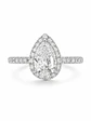 Anillo Solitario Corte Gota Pera Diamantes Naturales Oro Blanco 18K / GIA - Miniatura 1