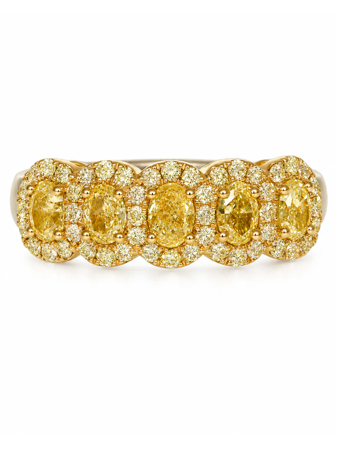 Anillo Quintillo Diamante Fancy Yellow Natural Oval Oro Blanco 18k 1