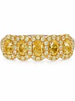 Anillo Quintillo Diamante Fancy Yellow Natural Oval Oro Blanco 18k - Miniatura 1