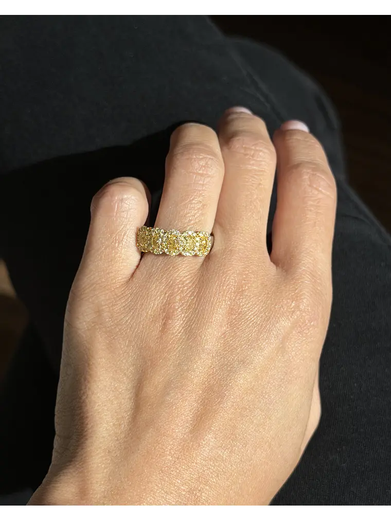 Anillo Quintillo Diamante Fancy Yellow Natural Oval Oro Blanco 18k 2