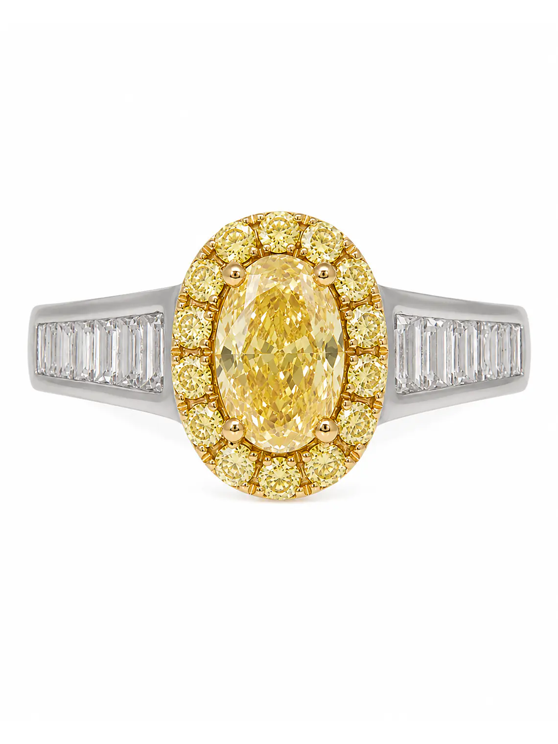 Anillo Solitario Diamante Fancy Yellow Natural Oval Oro Blanco 18k 1
