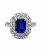 Espectacular Anillo Gran Tanzanita Doble Halo de Brillantes en Platino - Miniatura 1