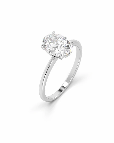 Anillo Solitario Corte Ovalado Diamante Natural con Certificado GIA