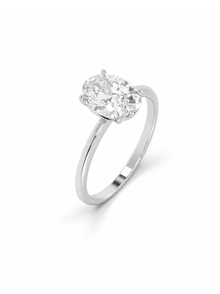 Anillo Solitario Corte Ovalado Diamante Natural con Certificado GIA 1