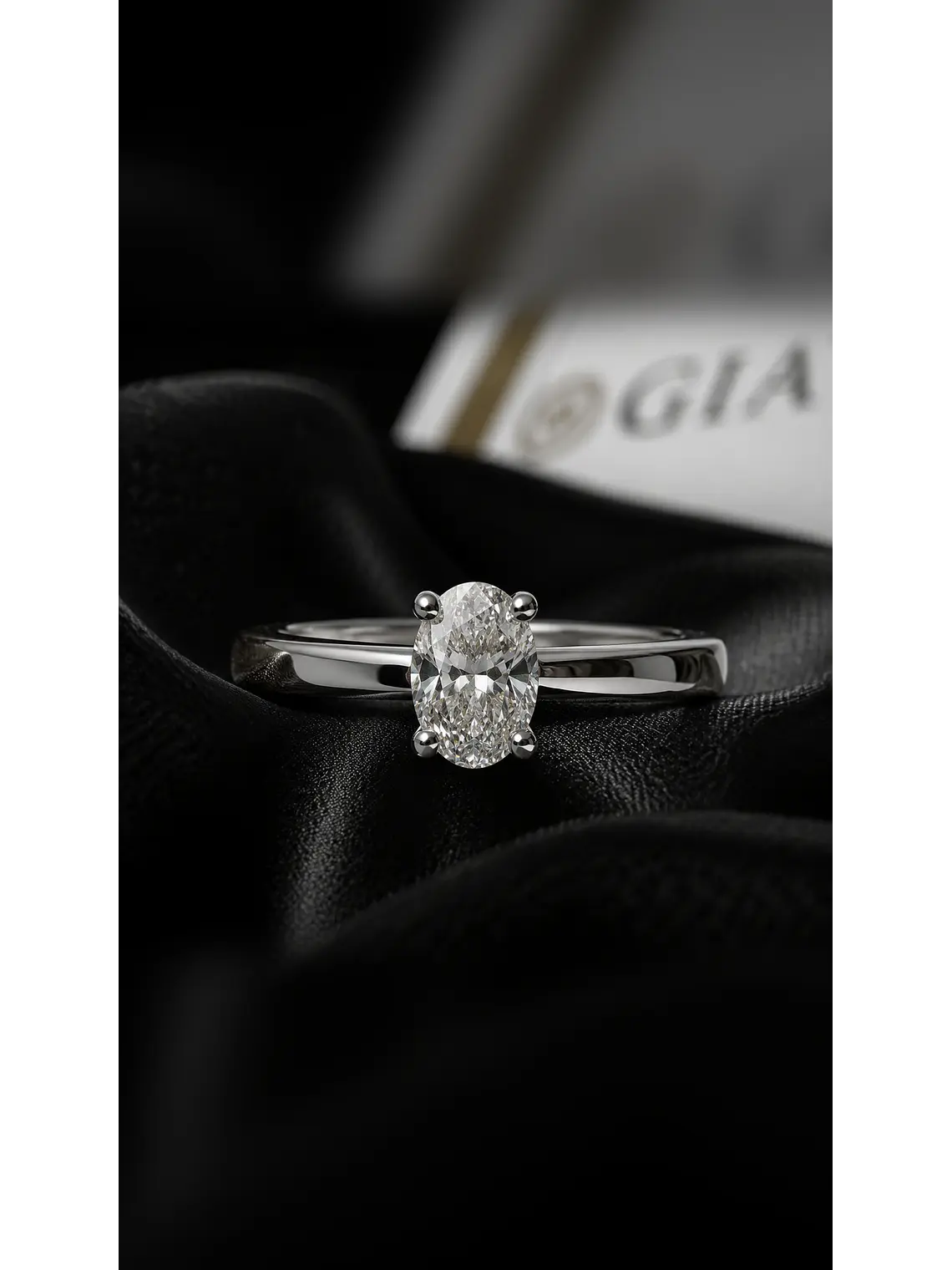 Anillo Solitario Corte Ovalado Diamante Natural con Certificado GIA 2
