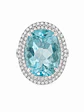 Gran Maxi Anillo Aguamarina y Diamantes Naturales en Platino - Miniatura 1