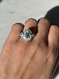 impactante Anillo Turmalina Paraíba Natural Halo de Diamantes en Oro Blanco 18K - Miniatura 2