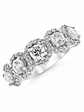 Gran Anillo Cintillo 5 Diamantes con Halo en Oro Blanco 18K - Miniatura 1