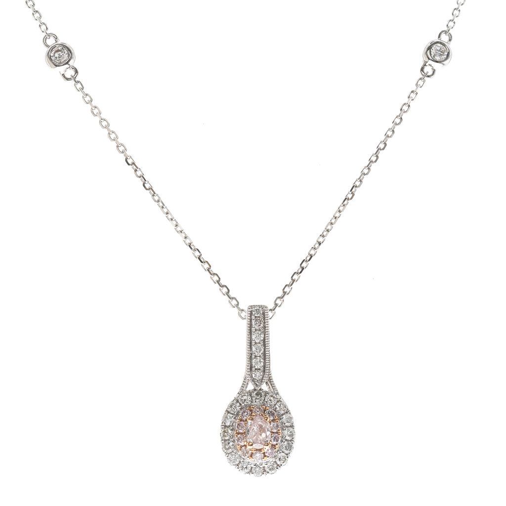 Collar con Diamantes Rosados Naturales Oro Blanco 18K