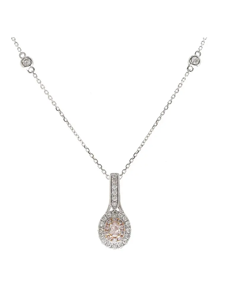 Collar con Diamantes Rosados  Naturales Oro Blanco 18K 1