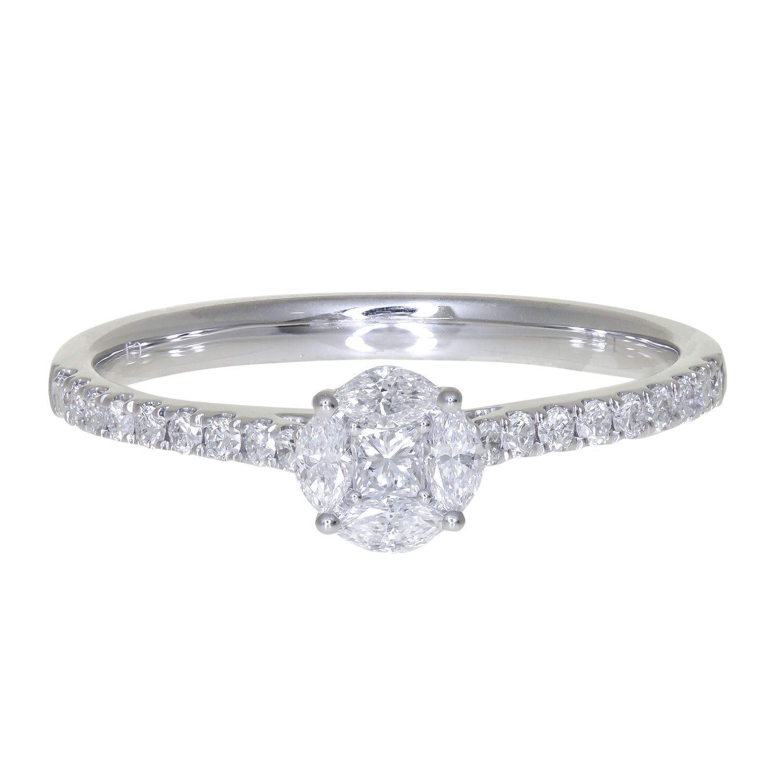 Exclusivo Anillo Solitario Diamantes en Oro Blanco 18K