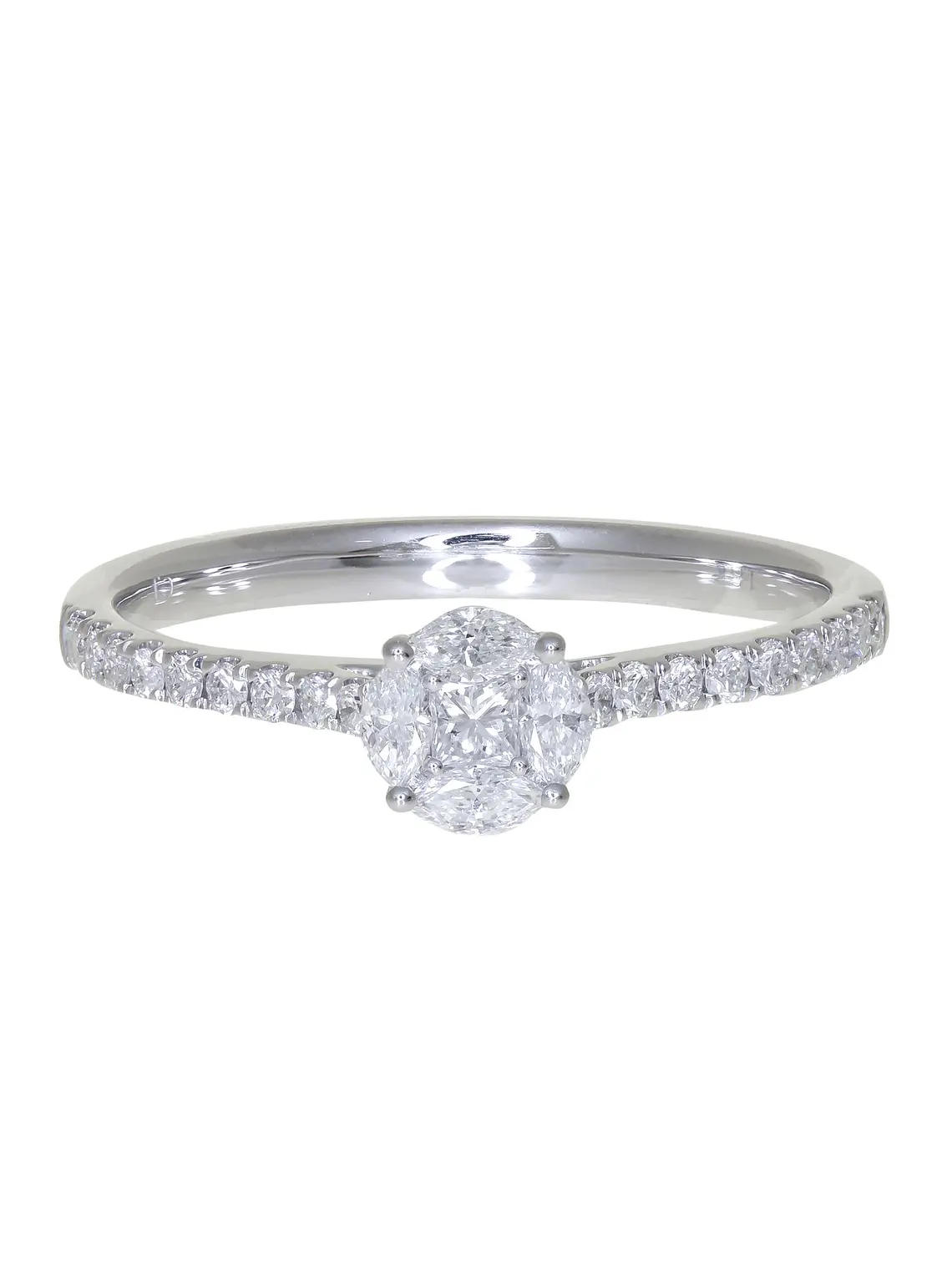 Exclusivo Anillo Solitario Diamantes en Oro Blanco 18K 1