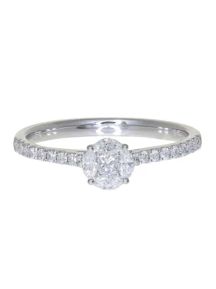 Exclusivo Anillo Solitario Diamantes en Oro Blanco 18K 1