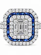 Magnífico Maxi Anillo Zafiros Azules y Diamantes Naturales Oro Blanco 18K - Miniatura 1