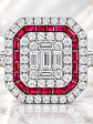 Magnífico Maxi Anillo Rubíes y Diamantes Naturales Oro Blanco 18K - Miniatura 3