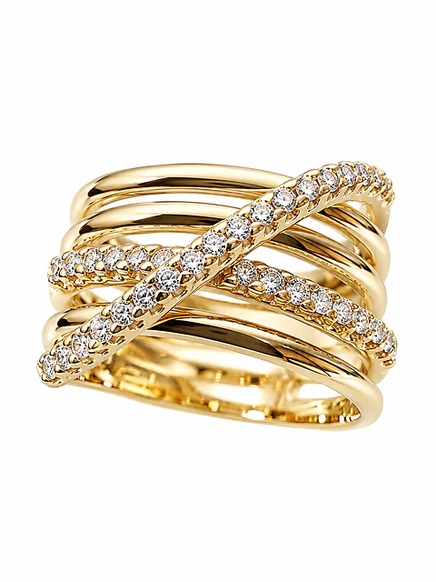 Anillo Cintillo Moderno Diamantes Oro Amarillo 18K