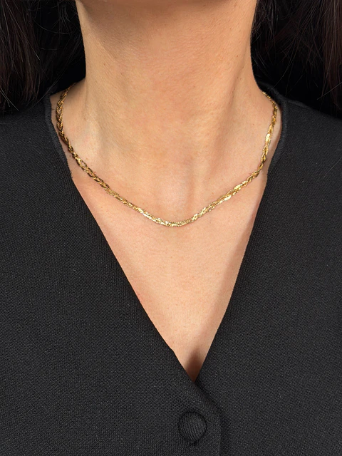 Collar Italiano Doble de Oro Amarillo 18K