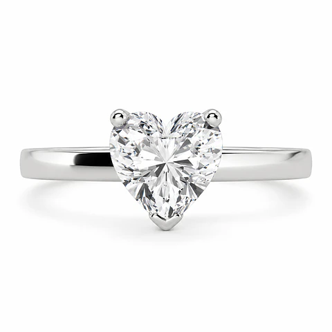 Anillo Solitario Diamante Natural Corte Corazón en Platino