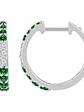 Aros Argollas Esmeraldas y Diamantes Naturales Oro Blanco 18K - Miniatura 2