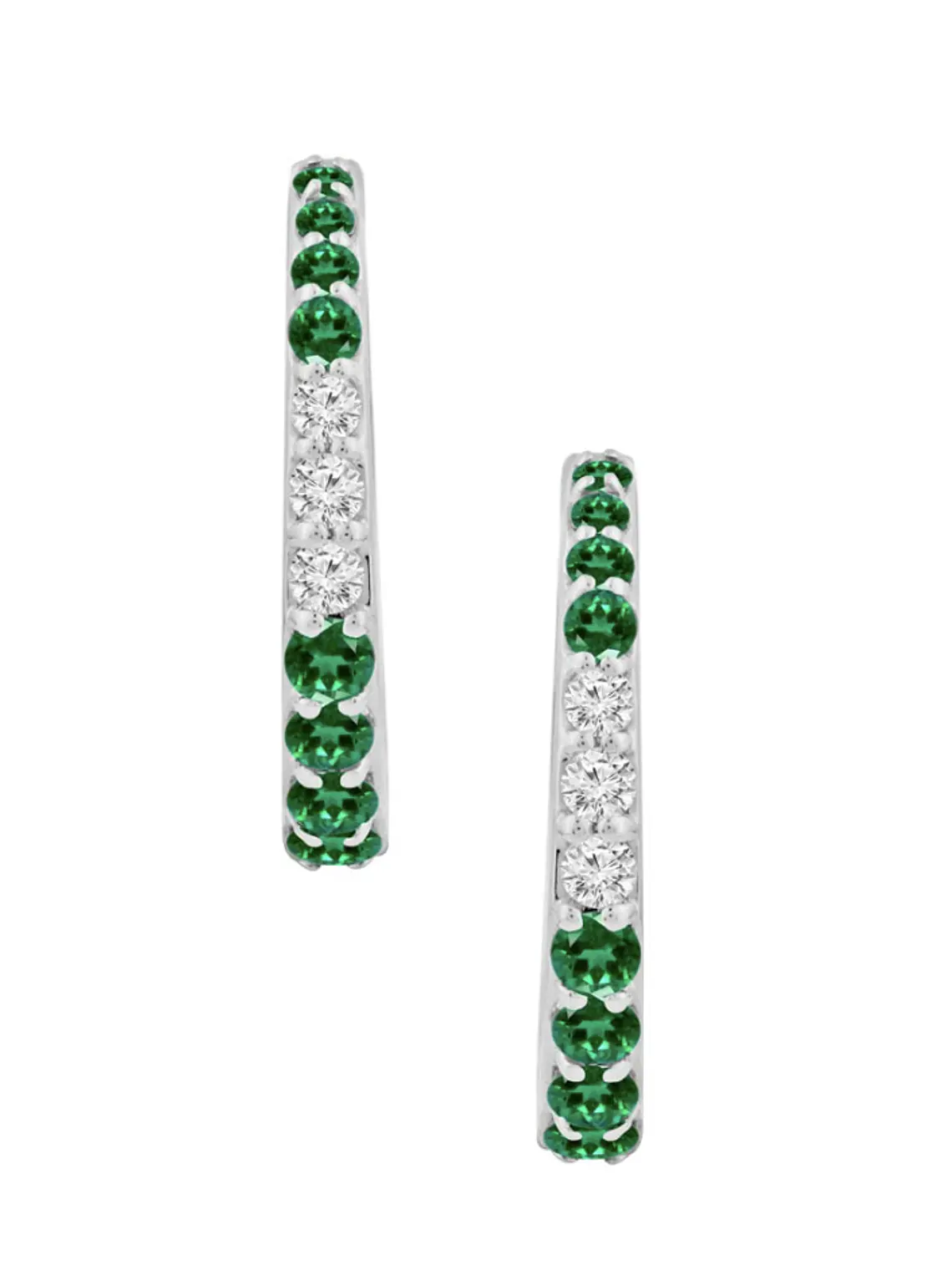 Aros Argollas Esmeraldas y Diamantes Naturales Oro Blanco 18K 1