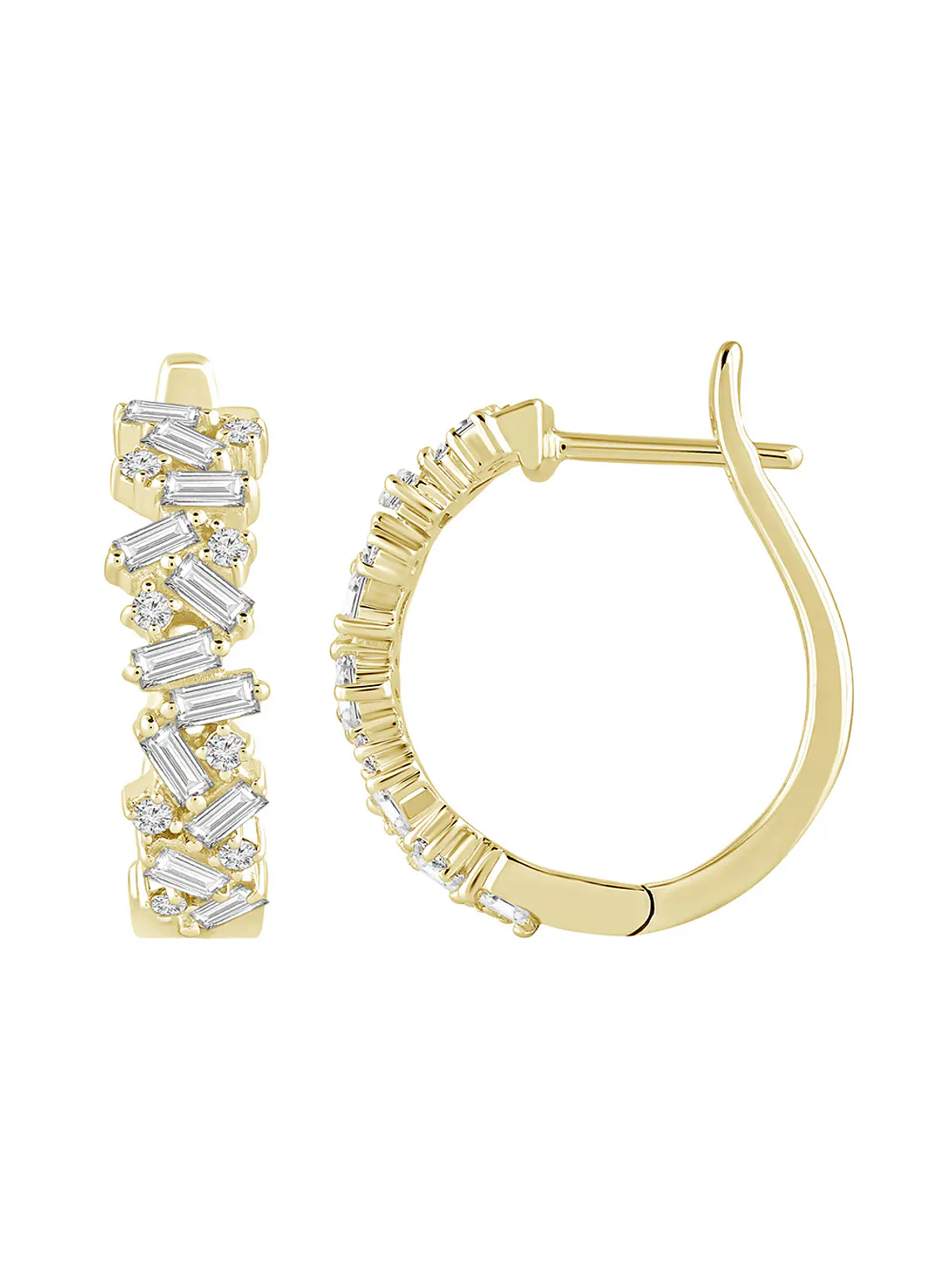 Aros Argollas Triple Diamantes Oro Amarillo 18K 1