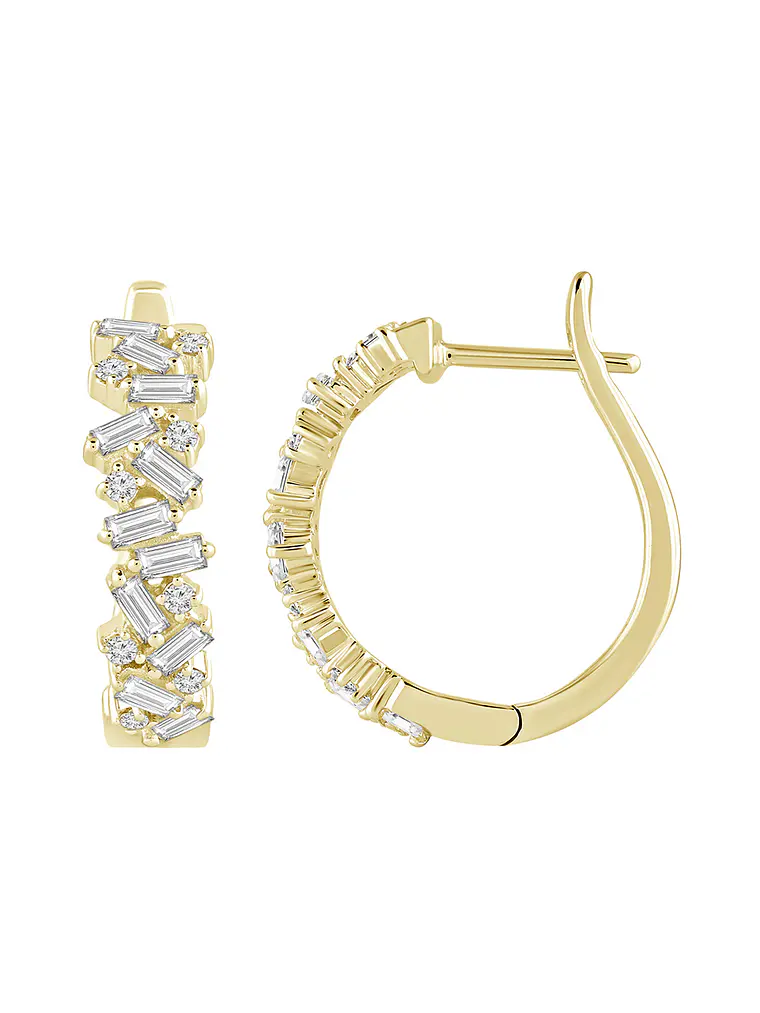 Aros Argollas Triple Diamantes Oro Amarillo 18K 1