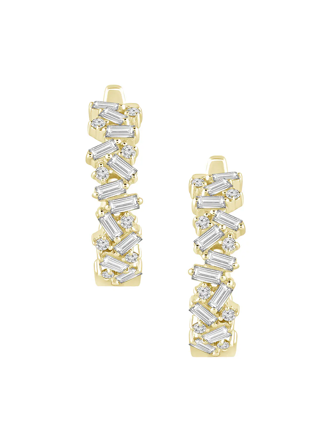 Aros Argollas Triple Diamantes Oro Amarillo 18K 2