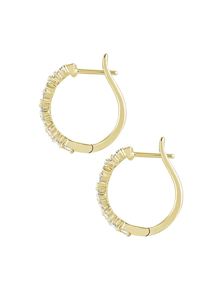 Aros Argollas Triple Diamantes Oro Amarillo 18K 3