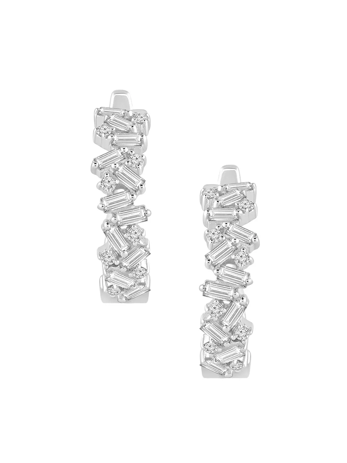 Aros Argollas Triple Diamantes Oro Blanco 18K 1