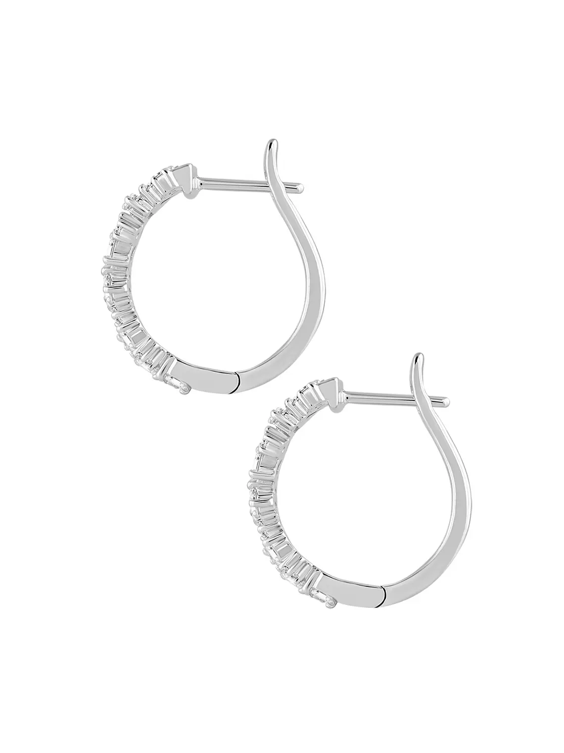 Aros Argollas Triple Diamantes Oro Blanco 18K 3