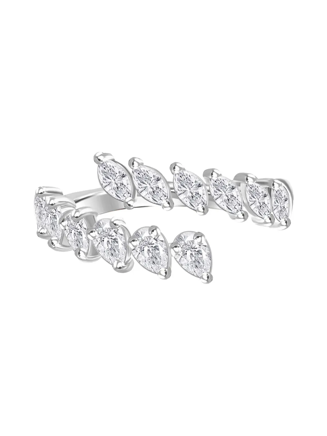 Anillo Medio Cintillo Moderno de Diamantes Fancy en Oro Blanco 18K 1