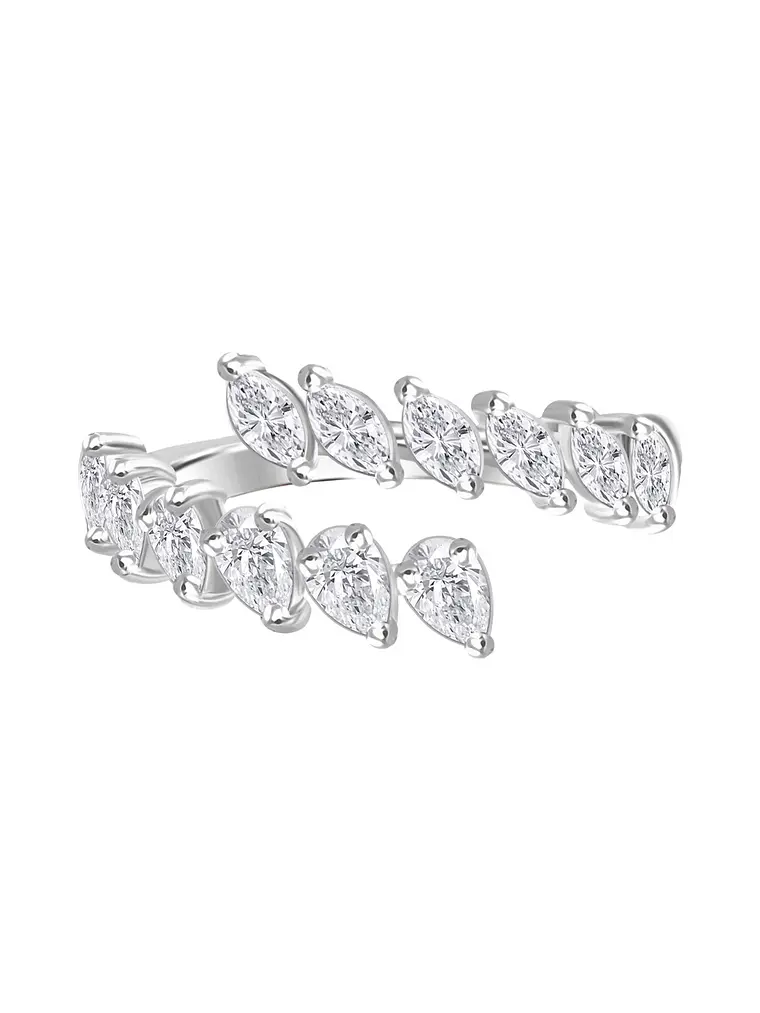 Anillo Medio Cintillo Moderno de Diamantes Fancy en Oro Blanco 18K 1