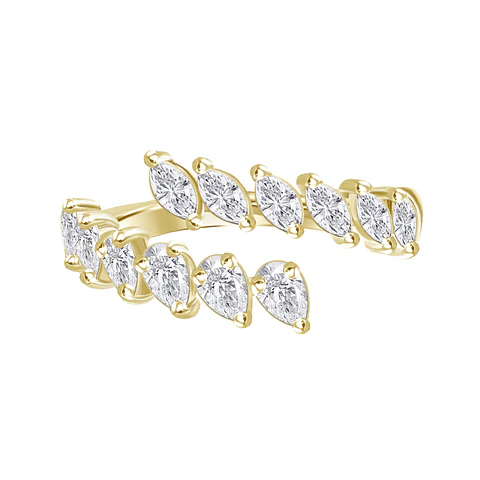 Anillo Medio Cintillo Moderno de Diamantes Fancy en Oro Amarillo 18K