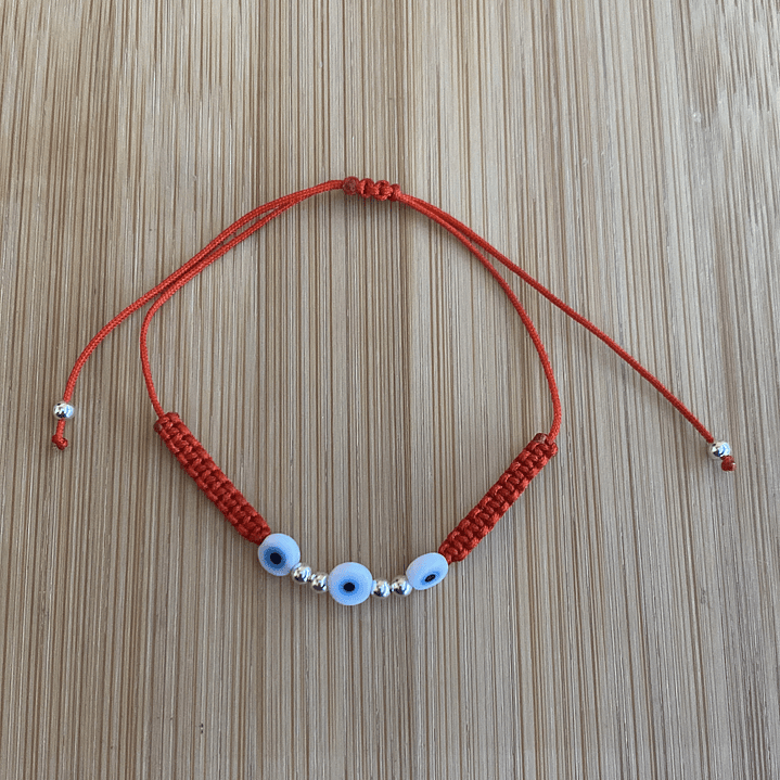 Pulsera de hilo Roja con ojos turco 1