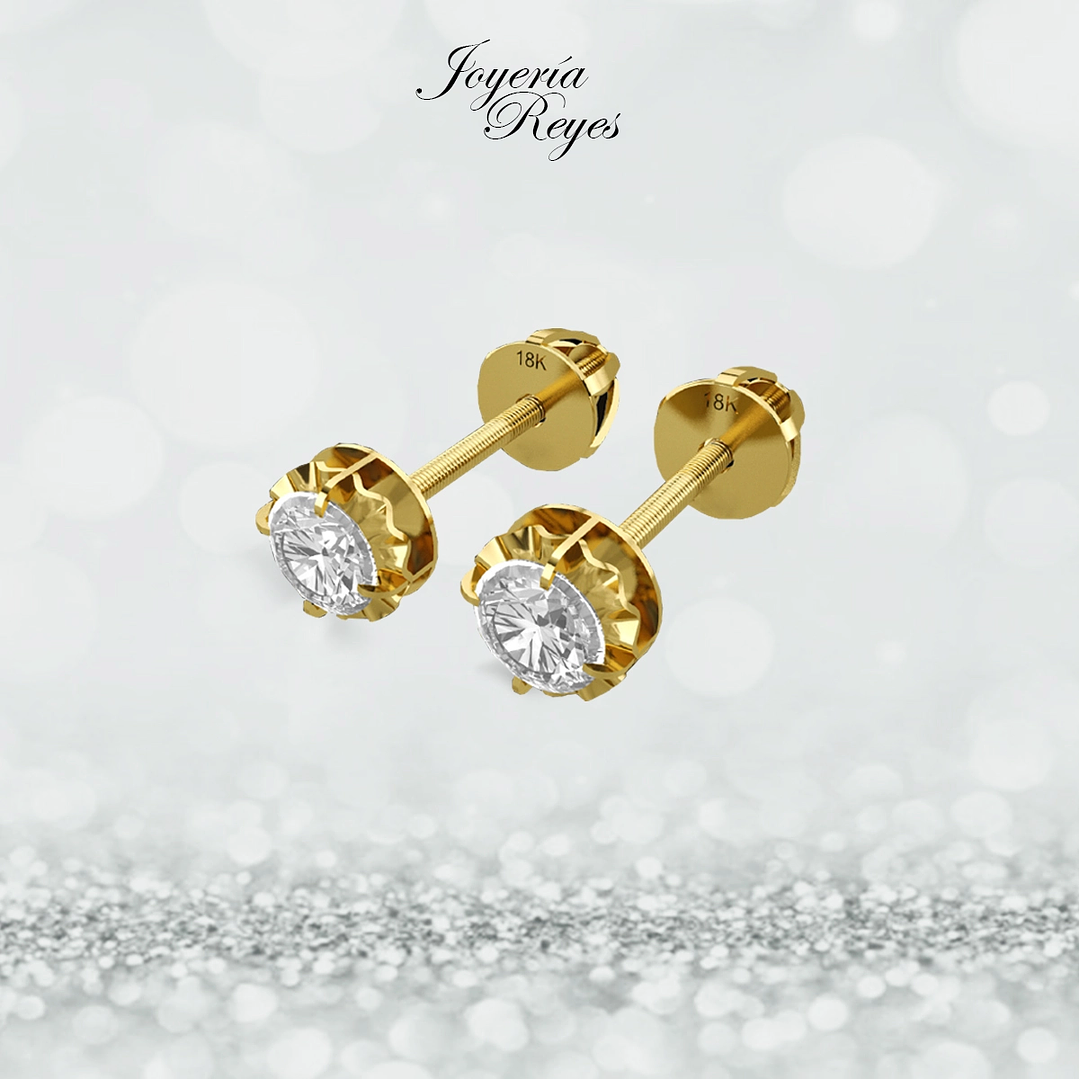 Aros Chatón oro rosado o amarillo 18 kilates 1.0 grs aprox. 1