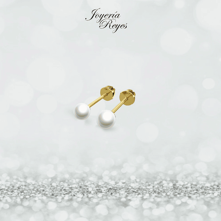 Aros perlas 3.0 a 3.5 mm cultivadas oro rosado o amarillo, 18 kilates, 1.0 grs aprox 1