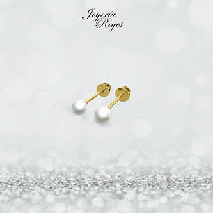 Aros perlas 3.5 a 4 mm cultivadas oro rosado o amarillo, 18 kilates, 1.0 grs aprox