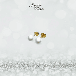 Aros perlas 6,5mm cultivadas oro rosado o amarillo, 18 kilates, 1.4 grs aprox