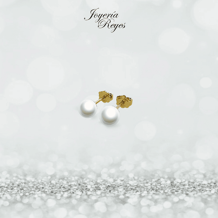 Aros perlas 6,5mm cultivadas oro rosado o amarillo, 18 kilates, 1.4 grs aprox 1