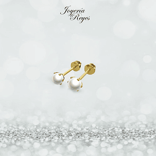 Aros pistilo perla cultivada 3.0 a 3.5mm oro rosado o amarillo, 18 kilates, 1.0 grs aprox