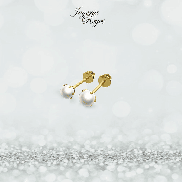 Aros pistilo perla cultivada 3.0 a 3.5mm oro rosado o amarillo, 18 kilates, 1.0 grs aprox 1