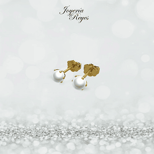 Aros pistilos perlas cultivadas 5.0mm oro rosado o amarillo, 18 kilates, 1,2 grs aprox