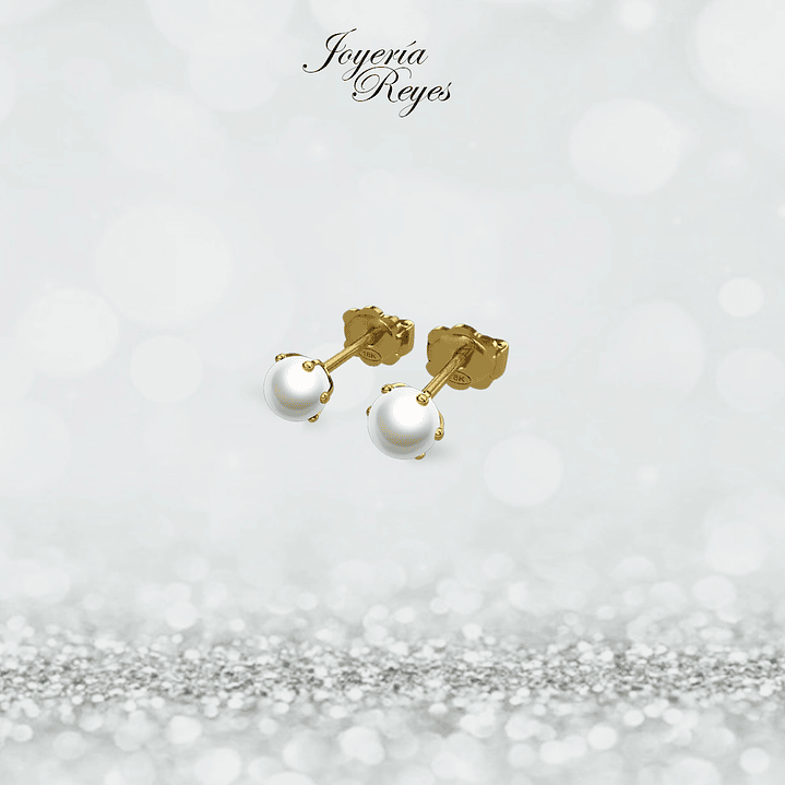 Aros pistilos perlas cultivadas 5.0mm oro rosado o amarillo, 18 kilates, 1,2 grs aprox 1