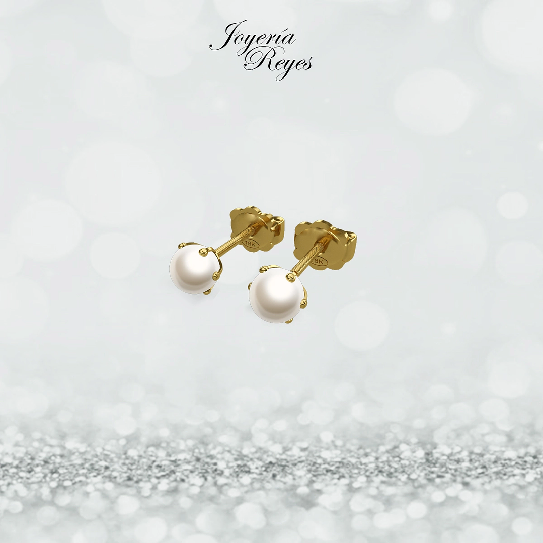 Aros pistilo perlas cultivadas 5.5 mm oro rosado o amarillo, 18 kilates, 1.7 grs aprox 1