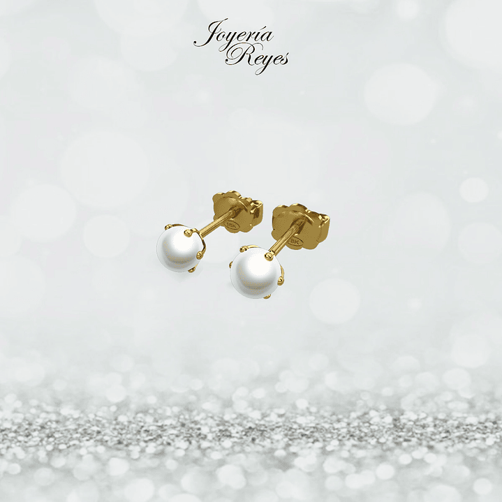 Aros pistilo perlas cultivadas 5.5 mm oro rosado o amarillo, 18 kilates, 1.7 grs aprox 1