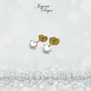 Aros pistilo perlas cultivadas 6.5 mm oro rosado o amarillo, 18 kilates, 2.3 grs aprox