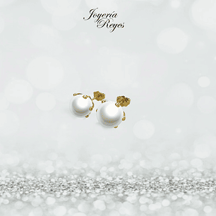 Aros pistilo perlas cultivadas 7.5 mm oro rosado o amarillo, 18 kilates, 2.9 grs aprox