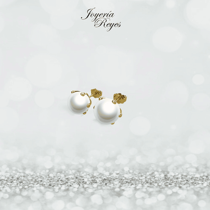 Aros pistilo perlas cultivadas 7.5 mm oro rosado o amarillo, 18 kilates, 2.9 grs aprox 1