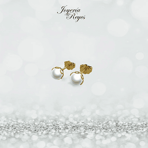 Aros cuello payaso perlas cultivadas 5.0 mm oro rosado o amarillo, 18 kilates, 1.2 grs aprox