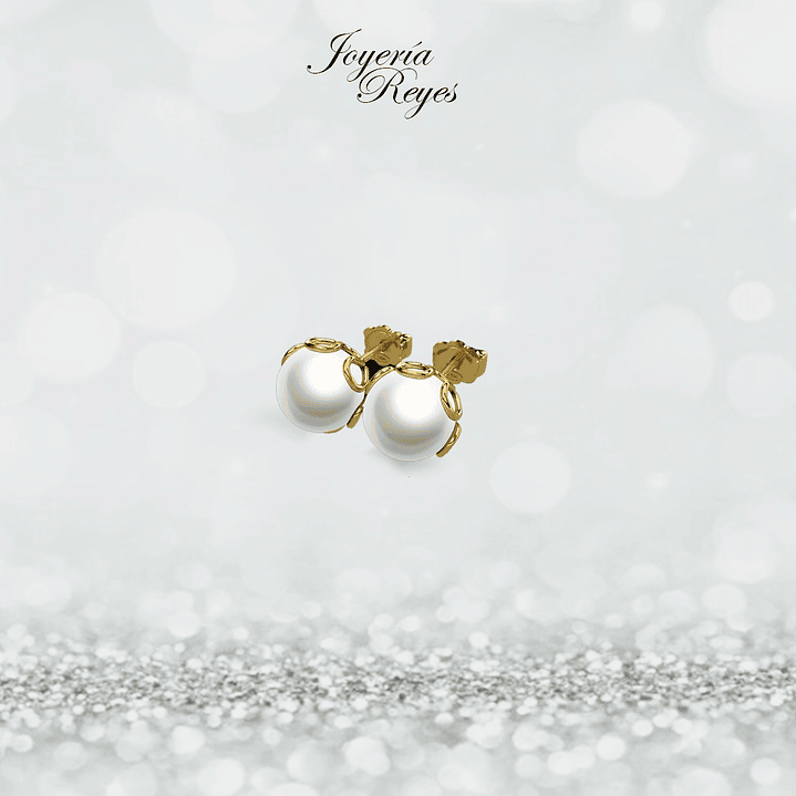 Aros cuello payaso perlas cultivadas 8,5 mm oro rosado o amarillo, 18 kilates, 2.9 grs aprox 1